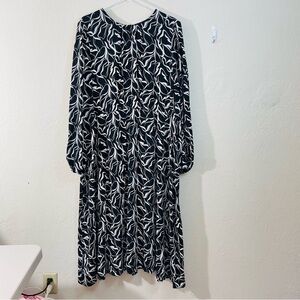 Halogen Black/White Long Sleeve Abstract Print Dress Women 1X Occasion Event